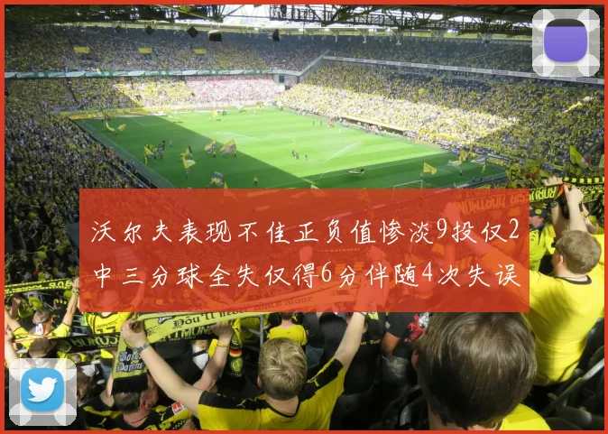 沃尔夫表现不佳正负值惨淡9投仅2中三分球全失仅得6分伴随4次失误